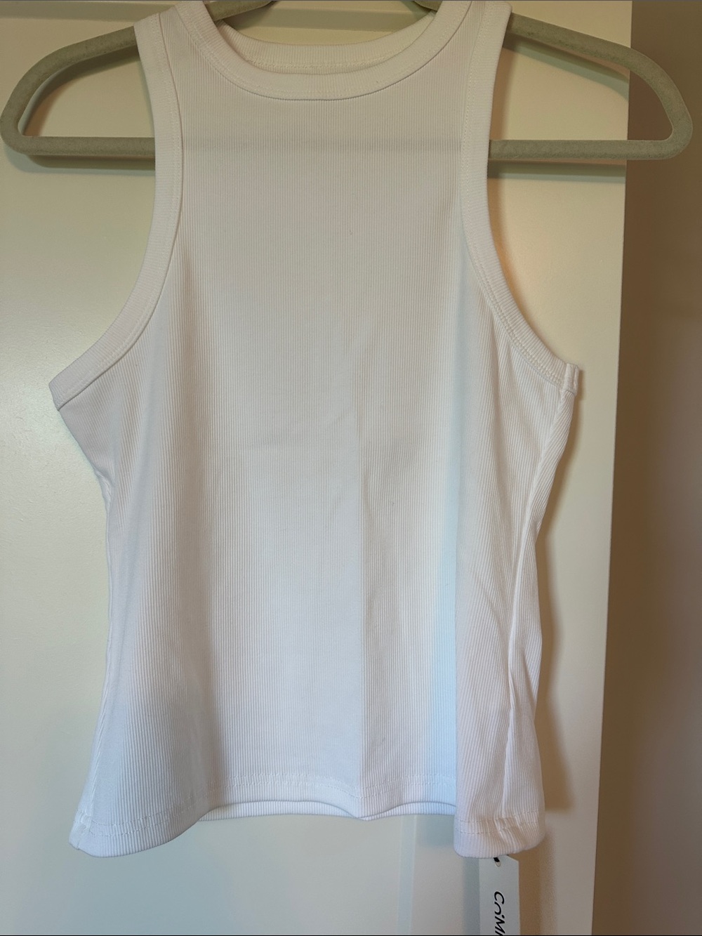 Commense White Ribbed Tank Top - Classic Women's Sleeveless Top